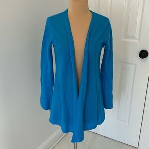 Minnie Rose Cashmere Open Front Cardigan Turquoise Blue